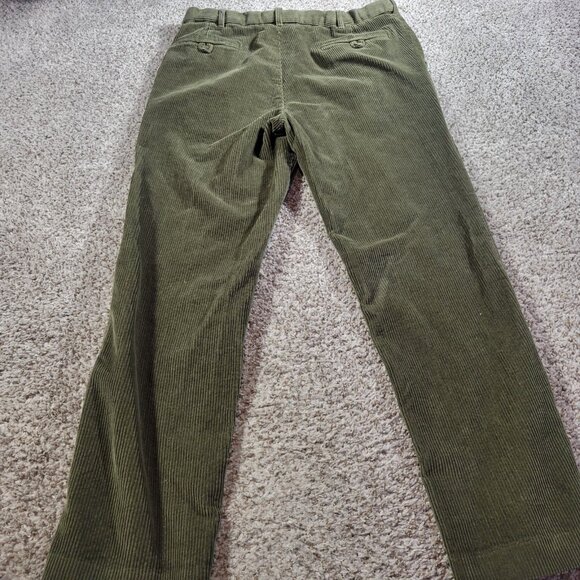 Peter Christian Corduroy Pants Mens 35x30 Tag 36x31 Green Pleated Straight - Picture 5 of 7